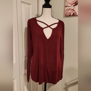 Altar'd State Deep Red Cross-Front Blouse